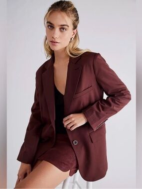 Free People We The Free Jay Blazer In Chocolate Brown
